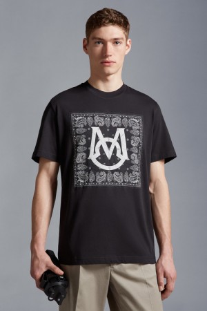 Camiseta Moncler Bandana Motif T Hombre Negras | XJMW-90861