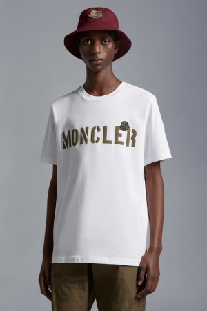 Camiseta Moncler Logo T Hombre Blancas | ZMWH-70194