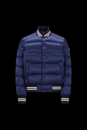 Chaquetas De Plumas Cortas Moncler Dives Bomber Hombre Azul Marino Azules | HEGY-79036