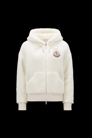 Sudadera con Capucha Moncler Teddy Zip-up Mujer Blancas | HXYJ-39451