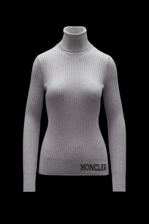 Suéteres Moncler Lana Turtleneck Mujer Gris Claro | GSJX-34760